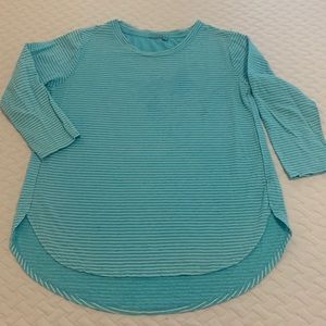 Fresh Produce tunic top. Light aqua stripes with white. Size M